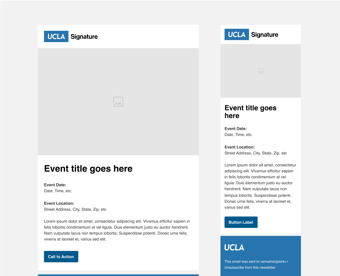 A preview of the events email template
